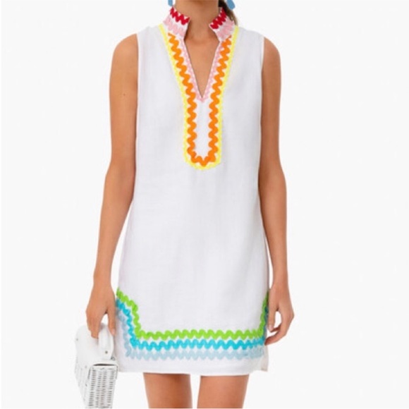 NWT Sail to Sable ric rac RAINBOW trim linen tunic dress - Picture 3 of 7